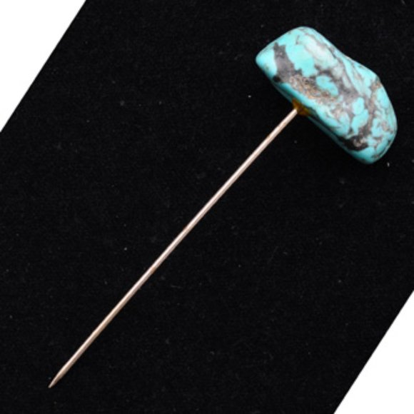 Vintage Turquoise Nugget Stick Pin - Picture 1 of 4